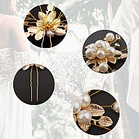 La Jolie Jasmin 4 Pcs Hair Pins Floral Hair Clip Bridal Accessories For Women And Girls Pearl Wedding Flower Hair Accessories