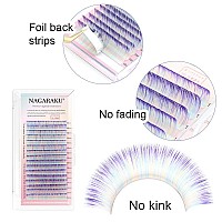 Nagaraku Easy Fan Volume Eyelash Extensions Ombre Particolor Purple Color Lashes Supplies 007Mm D Curl Mix Tray 915Mm Rapid B