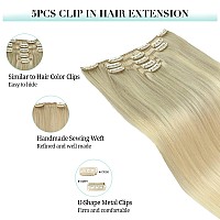 Doores Hair Extensions Clip In Human Hair 5Pcs 75G 14 Inch Balayage Ash Blonde To Golden Blonde And Platinum Blonde Remy Clip I