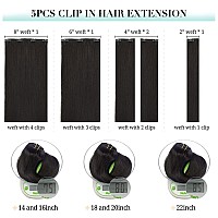 Doores Hair Extensions Clip In 5Pcs 75G 16 Inch Natural Black Clip In Human Hair Extensions Real Natural Hair Extensions Straig