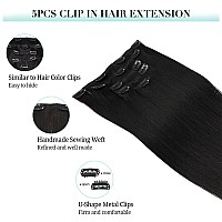 Doores Hair Extensions Clip In 5Pcs 75G 16 Inch Natural Black Clip In Human Hair Extensions Real Natural Hair Extensions Straig