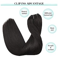 Doores Hair Extensions Clip In 5Pcs 75G 16 Inch Natural Black Clip In Human Hair Extensions Real Natural Hair Extensions Straig