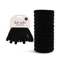 Kitsch Elastic Hair Ties For Women Black Nodamage Rubber Bands Small Thick Hair Ponytail Holders And Hair Elastics 12Pcs