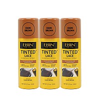 Ebin New York Tinted Lace Aerosol Spray 3Pack Dark Brown 27 Oz 80 Ml For Wig Application Quick Dry Water Resistant Even