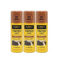 Ebin New York Tinted Lace Aerosol Spray 3Pack Cool Deep Brown 27 Oz 80 Ml Quick Dry No Residue Even Application Matchin