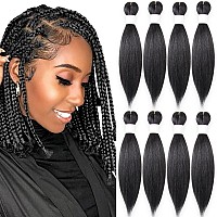 Kavsorapi Braiding Hair 16 Inch Pre Stretched Hair Black Color Short Straight Crochet Braids Yaki Texture Synthetic Hair 8 Packs