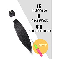 Kavsorapi Braiding Hair 16 Inch Pre Stretched Hair Black Color Short Straight Crochet Braids Yaki Texture Synthetic Hair 8 Packs