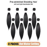 Kavsorapi Braiding Hair 16 Inch Pre Stretched Hair Black Color Short Straight Crochet Braids Yaki Texture Synthetic Hair 8 Packs