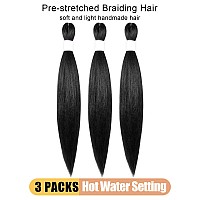 Kavsorapi Braiding Hair 20 Inch Pre Stretched Hair Color 1 Long Straight Crochet Braids Yaki Texture Synthetic Hair 3 Packs 1