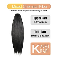 Kavsorapi Braiding Hair 24 Inch Pre Stretched Hair Black Color Long Straight Crochet Braids Yaki Texture Synthetic Hair 3 Packs