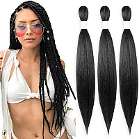 Kavsorapi Braiding Hair 24 Inch Pre Stretched Hair Color 1 Long Straight Crochet Braids Yaki Texture Synthetic Hair 3 Packs 1