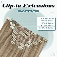 Full Shine Clip In Hair Extensions Beige Blonde Highlights Light Blonde 12 Inch 7Pcs100G Blonde Real Hair Extensions Clip In Hu