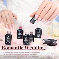 Beetles Romantic Wedding Gel Nail Polish Set 6 Colors Classic French White Soft Pink Glitter Bridesmaid Gel Polish Kit Spring Summer Nail Art Soak Off Uv Diy Home Manicure Kit Gifts For Women Girls