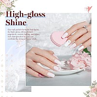 Beetles Romantic Wedding Gel Nail Polish Set 6 Colors Classic French White Soft Pink Glitter Bridesmaid Gel Polish Kit Spring Summer Nail Art Soak Off Uv Diy Home Manicure Kit Gifts For Women Girls