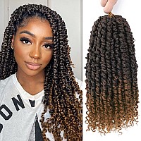 Nice One 8 Packs Ombre Brown Prelooped Passion Twists Braiding Synthetic Hair 12 Inch Pretwisted Short Crochet Passion Twist