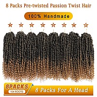 8 Packs Ombre Gold Prelooped Passion Twists Braiding Synthetic Hair Pretwisted Passion Twist Hair 12 Inch Short Passion Twis