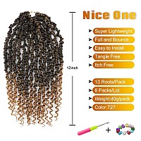 8 Packs Ombre Gold Prelooped Passion Twists Braiding Synthetic Hair Pretwisted Passion Twist Hair 12 Inch Short Passion Twis