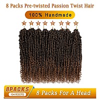 Nice One Pretwisted Passion Twist Hair 16 Inch Long Passion Twist Crochet Hair For Women 8 Packs Prelooped Ombre Brown Passio