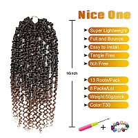 Nice One Pretwisted Passion Twist Hair 16 Inch Long Passion Twist Crochet Hair For Women 8 Packs Prelooped Ombre Brown Passio