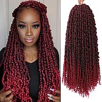 Pre-Twisted Passion Twist Hair 16 Inch, Long Passion Twist Crochet Hair for Women 8 Packs Pre-Looped Ombre Red Passion Twists Braiding Synthetic Hair Crochet Passion Twist Hair Extensions (16 Inch (Pack of 8), TBUG)