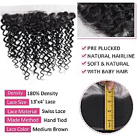 Odir Water Wave Bundles With 13X4 Frontal Curly Human Hair 10 10 1010 Inch Unprocessed Wet And Wavy Brazilian Virgin Hair 3 Bun