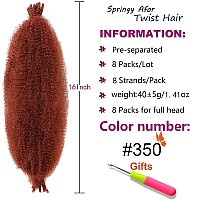 Zrq 8 Packs Copper Red Springy Afro Twist Hair For Distressed Locs 16 Inch Prefluffed Natural Kinky Twist Synthetic Marley Brai