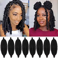 Zrq Black Springy Afro Twist Hair For Butterfly Locs 12 Inch Preseparated Marley Twist Crochet Braiding Hair 8 Packs Synthetic