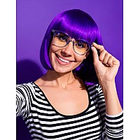 Plantureco Featured Wigs And Party Sunglasses Color Bob Wig Cosplay Wigs And Party Wigs Rainbow Wig With Neon Glasses Wigs Fo