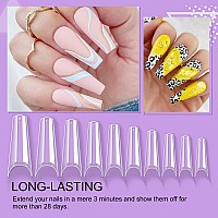 Saviland Nail Tips and Glue Gel Kit - Gel x Nail Kit 500pcs Gel Nail Tips Half Cover Clear Gel Tips Nail Kit with Multifunctional Nail Glue Gel and 16w Mini Nail Lamp for Nail Art Design Manicure Gift Salon At Home Mother's Day