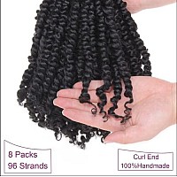 Zrq Short 8 Packs Pretwisted Bob Passion Twist Crochet Hair With Curly Ends 8 Inch Pre Looped Black Passion Twists Hair 12 Root