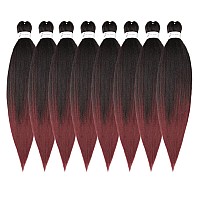 Braiding Hair 12 Inch 8 Packs Hair Extensions Professional Synthetic Braid Hair Crochet Braids, Soft Yaki Texture, Hot Water Setting Ombre Natural Black to Burgundy(12inch,#1B/Bug)