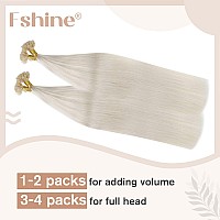 Fshine Pre Bonded Hair Extensions Real Human Hair White Blonde 20 Inch Nail Tip Keratin Bonding Human Hair Extensions 50G50S Bl