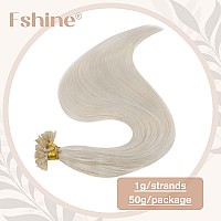 Fshine Pre Bonded Hair Extensions Real Human Hair White Blonde 20 Inch Nail Tip Keratin Bonding Human Hair Extensions 50G50S Bl