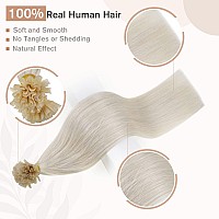 Fshine Pre Bonded Hair Extensions Real Human Hair White Blonde 20 Inch Nail Tip Keratin Bonding Human Hair Extensions 50G50S Bl