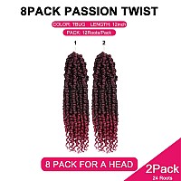 Passion Twist Hair 2 Packs 12 Inch Passion Twist Crochet Hair For Women Crochet Pretwisted Curly Hair Passion Twists Syntheti