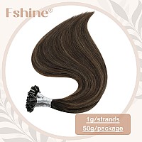 Fshine K Tip Hair Extensions Real Human Hair 22 Inch Keratin Bond Hair Extensions Pre Bonded Remy Human Hair Balayage Dark Brown