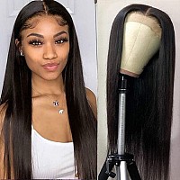 26 Inch Lace Front Wig Human Hair Straight HD Lace Closure Wigs Human Hair Straight 180% Density Pre Plucked Closure Wig Straight 4X4 Straight Human Hair Wig HD Lace Glueless Wigs for Black Women