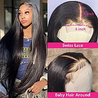 26 Inch Lace Front Wig Human Hair Straight HD Lace Closure Wigs Human Hair Straight 180% Density Pre Plucked Closure Wig Straight 4X4 Straight Human Hair Wig HD Lace Glueless Wigs for Black Women