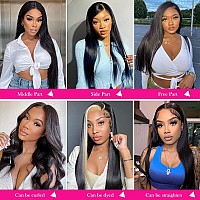 26 Inch Lace Front Wig Human Hair Straight HD Lace Closure Wigs Human Hair Straight 180% Density Pre Plucked Closure Wig Straight 4X4 Straight Human Hair Wig HD Lace Glueless Wigs for Black Women