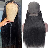 26 Inch Lace Front Wig Human Hair Straight HD Lace Closure Wigs Human Hair Straight 180% Density Pre Plucked Closure Wig Straight 4X4 Straight Human Hair Wig HD Lace Glueless Wigs for Black Women