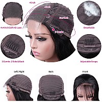 26 Inch Lace Front Wig Human Hair Straight HD Lace Closure Wigs Human Hair Straight 180% Density Pre Plucked Closure Wig Straight 4X4 Straight Human Hair Wig HD Lace Glueless Wigs for Black Women