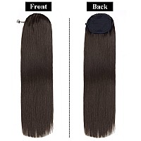 Straight Ponytail Extensions Drawstring Long Ponytail Clip in Hairpiece Synthetic Ponytail Hair Extensions for Black Women(32 Inch #4 Dark Brown, 6.70OZ)