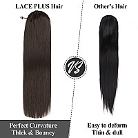 Straight Ponytail Extensions Drawstring Long Ponytail Clip in Hairpiece Synthetic Ponytail Hair Extensions for Black Women(32 Inch #4 Dark Brown, 6.70OZ)