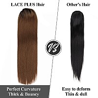 Straight Ponytail Extension Drawstring Ombre Brown Long Ponytail Clip In Hairpiece Synthetic Ponytail Hair Extensions For Black