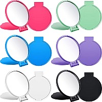 Jetec Mini Folding Mirror Round Compact Mirror Portable Pocket Mirror Makeup Small Mirror Vintage Portable Travel Makeup Mirror