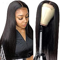 LOOKEYEME 24 Inch Straight Human Hair Lace Front Wigs for Black Women HD Lace Closure Wigs Human Hair 180% Density Straight 4x4 Pre Plucked Glueless Lace Front Wigs Human Hair Straight Closure Wigs