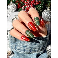 Tough Girls 20 Exquisite Gel Nail Polish Strips Wapplication Accessories No Uvled Lamp Required Holiday Plaid Wmetallic