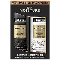 TRESemme Shampoo & Conditioner, Sulfate-Free, Family Size - Moisture Rich Hair Treatment for Dry, Damaged Hair, Hydrating Hyaluronic Acid, Vitamin C, and Biotin for Hair Repair, 28 Oz (2 Piece Set)