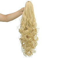 Imissu Thick Mess Curly Jaw Claw Ponytail Hair Pieces Extensions Pony Tail Clip In Hairpiece 24 Inches (Honey Blonde)