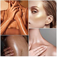 MAEPEOR Shimmer Body Luminizer 5 Colors Moisturizing Glow Illuminator Smooth and Non-sticky Summer Body Highlighter For Face & Body (2.8 Fl Oz (Pack of 1), 04 Golden Brown)